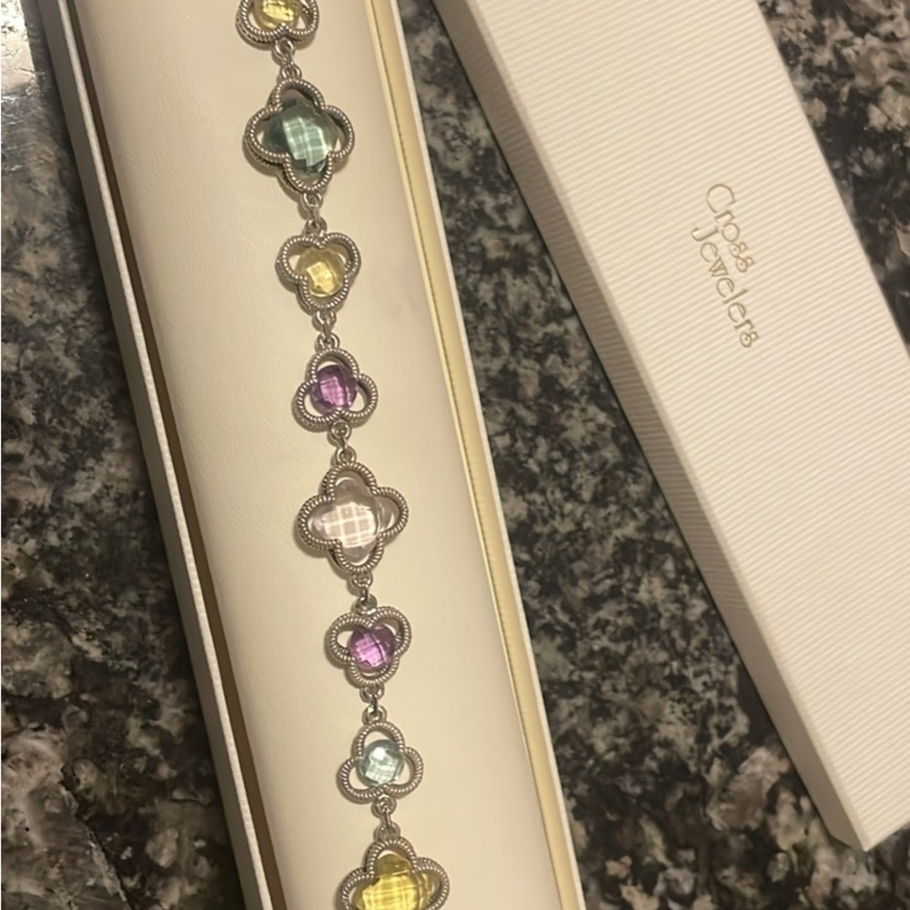 Sterling Silver Bracelet with Pastel Gemstones